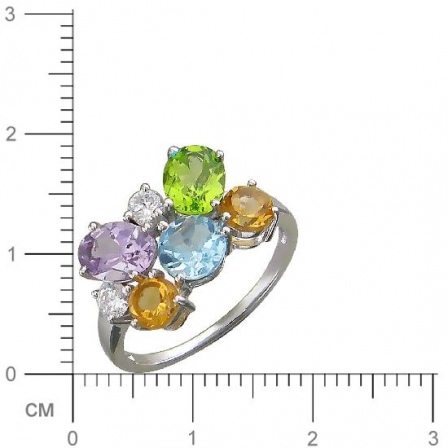 Кольцо с россыпью цветных камней из серебра (арт. 837839)