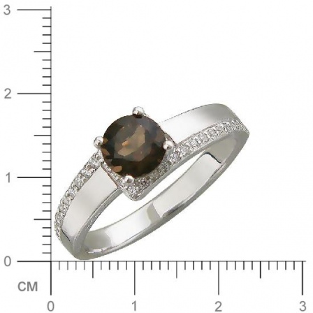 Кольцо с раухтопазом и фианитами из серебра (арт. 837847)