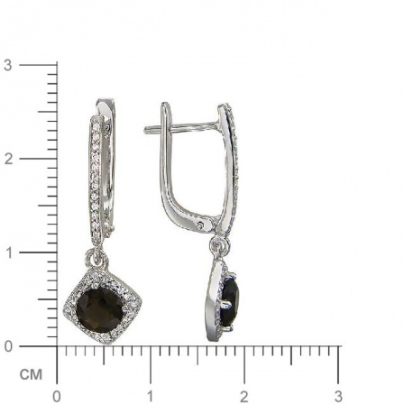 Серьги с раухтопазами и фианитами из серебра (арт. 837870)