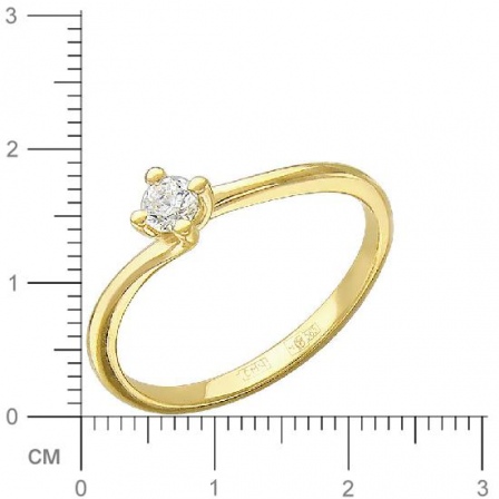 Кольцо с 1 фианитом из жёлтого золота (арт. 838024)