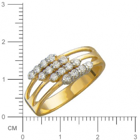 Кольцо с 16 фианитами из жёлтого золота (арт. 838027)