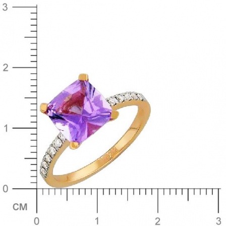 Кольцо с аметистом и бриллиантами из красного золота (арт. 838101)