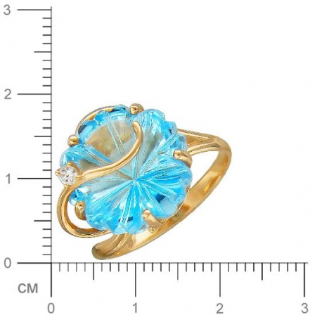 Кольцо Цветок с топазом и фианитом из красного золота (арт. 838331)