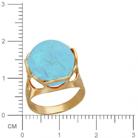 Кольцо с бирюзой из серебра с позолотой (арт. 838459)