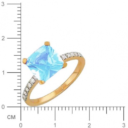 Кольцо с топазом и бриллиантами из красного золота (арт. 838731)
