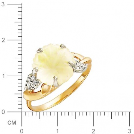 Кольцо Цветок с цитрином и фианитами из комбинированного золота (арт. 838901)
