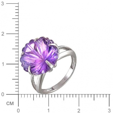 Кольцо Цветок с 1 аметистом из белого золота (арт. 839145)
