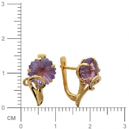 Серьги Цветы с 2 аметистами из красного золота (арт. 839416)