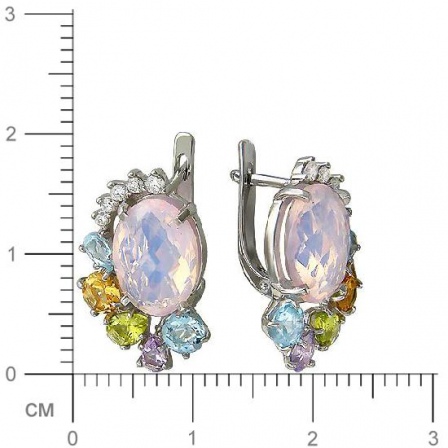 Серьги с россыпью цветных камней из серебра (арт. 839548)
