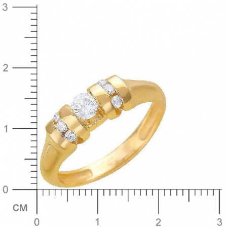 Кольцо с 7 фианитами из жёлтого золота (арт. 840068)
