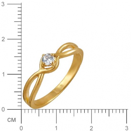 Кольцо с 1 фианитом из жёлтого золота (арт. 840069)