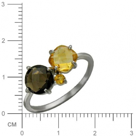 Кольцо с раухтопазом и цитринами из серебра (арт. 840237)