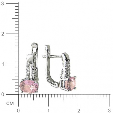 Серьги с фианитами и кварцами из серебра (арт. 840946)