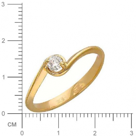 Кольцо с 1 фианитом из жёлтого золота (арт. 841111)