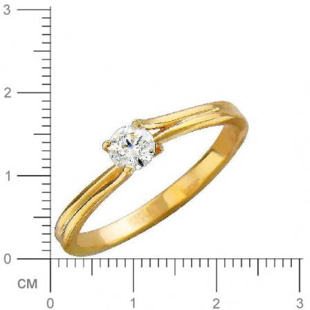 Кольцо с 1 фианитом из жёлтого золота (арт. 842433)