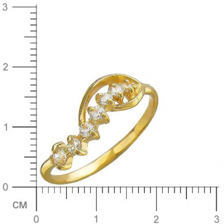Кольцо с 7 фианитами из жёлтого золота (арт. 842434)