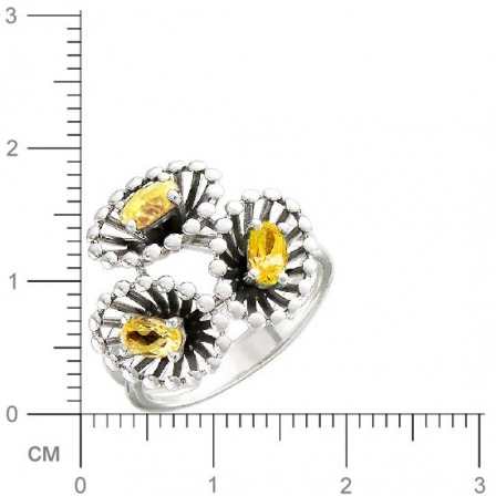 Кольцо с 3 цитринами из серебра (арт. 842438)