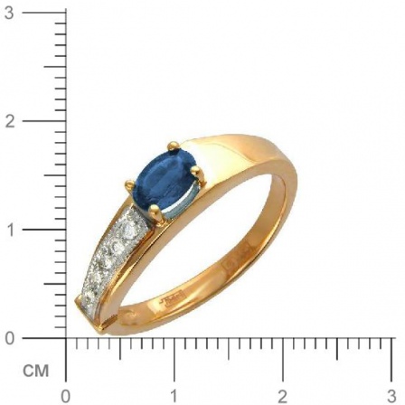 Кольцо с сапфиром и бриллиантами из красного золота (арт. 842474)