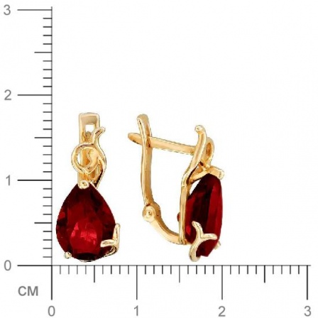 Серьги Капли с 2 гранатами из красного золота (арт. 842707)