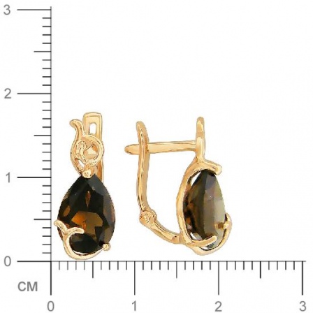 Серьги Капли с 2 раухтопазами из красного золота (арт. 842708)