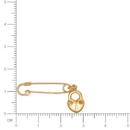 Брошь Замочек с 1 фианитом из жёлтого золота (арт. 842784)