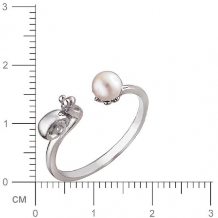 Кольцо Улитка безразмерное с 1 жемчугом из серебра (арт. 842935)