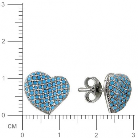 Серьги сердечки с бирюзой из серебра (арт. 842958)