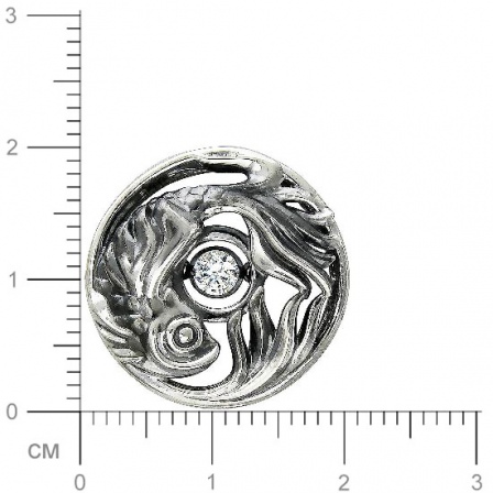 Подвеска Рыбка с 1 фианитом из чернёного серебра (арт. 843011)