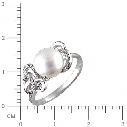 Кольцо с жемчугом и фианитами из серебра (арт. 843311)
