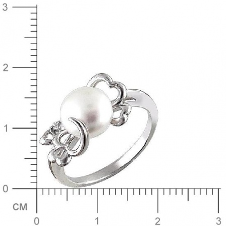 Кольцо с жемчугом и фианитом из серебра (арт. 843328)