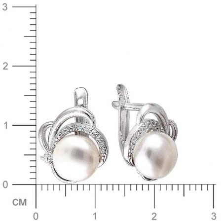 Серьги с жемчугом и фианитами из серебра (арт. 843337)