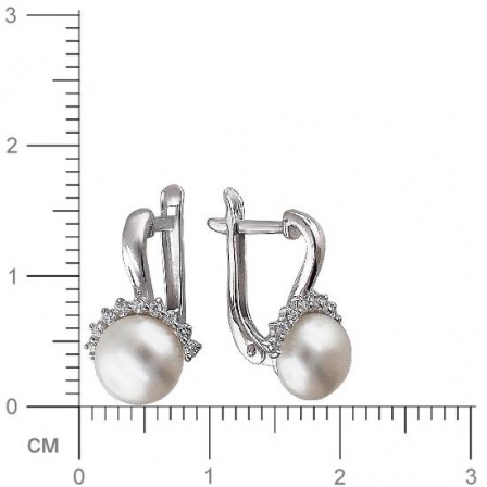 Серьги с жемчугом и фианитами из серебра (арт. 843345)