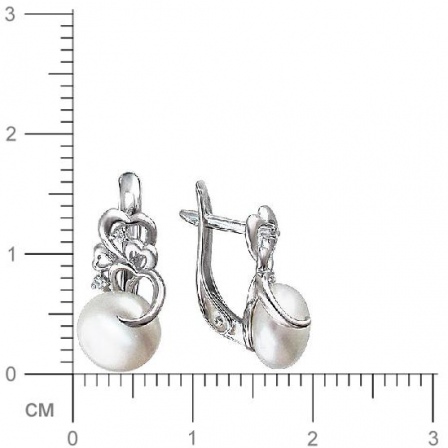 Серьги с жемчугом и фианитами из серебра (арт. 843352)