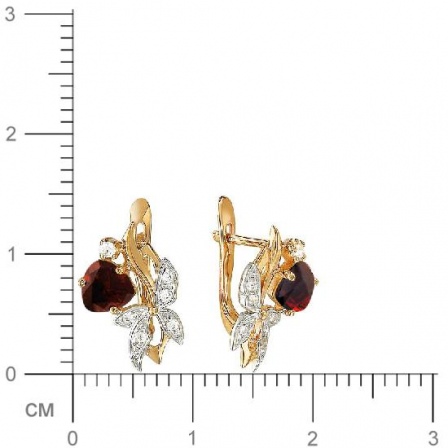 Серьги с гранатами и фианитами из красного золота (арт. 843494)