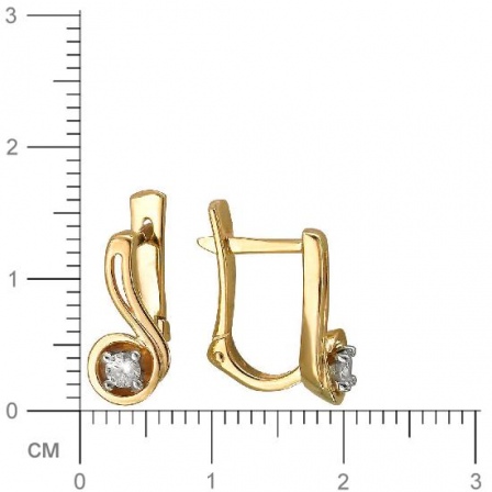 Серьги с 2 фианитами из комбинированного золота (арт. 843573)