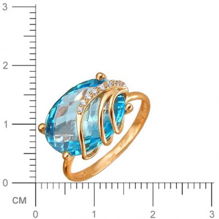 Кольцо с топазом и фианитами из красного золота (арт. 843602)