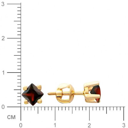 Серьги с 2 гранатами из красного золота (арт. 843623)