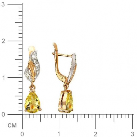 Серьги с цитринами и фианитами из красного золота (арт. 843650)
