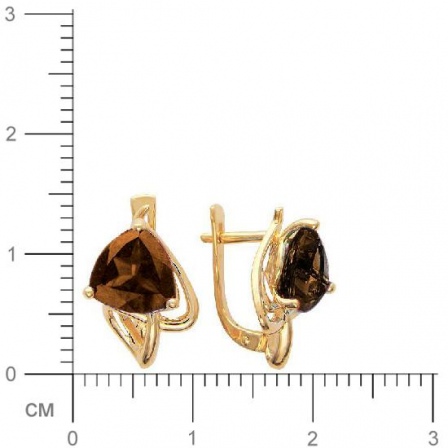 Серьги с 2 раухтопазами из красного золота (арт. 843657)