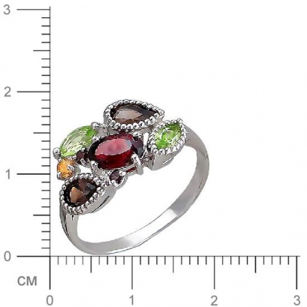 Кольцо с россыпью цветных камней из серебра (арт. 844561)