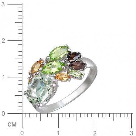Кольцо с россыпью цветных камней из серебра (арт. 844573)