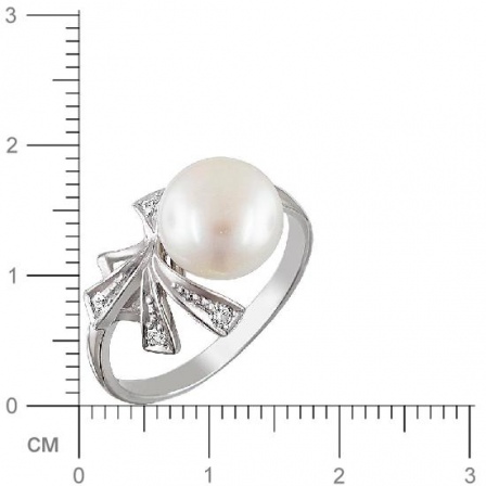 Кольцо с жемчугом и фианитами из серебра (арт. 844993)