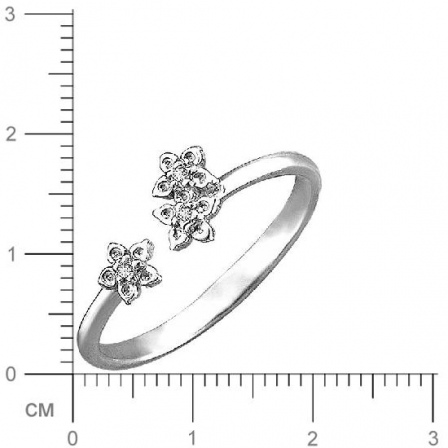 Кольцо Цветы безразмерное с 3 фианитами из серебра (арт. 845026)