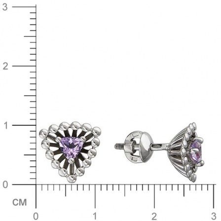 Серьги с 2 аметистами из серебра (арт. 845052)