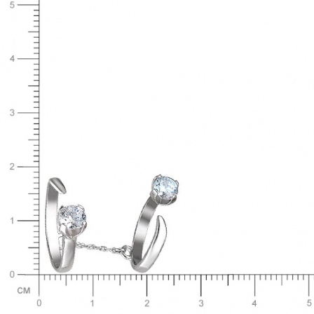 Кольцо на первую и вторую фалангу с 2 фианитами из серебра (арт. 845126)