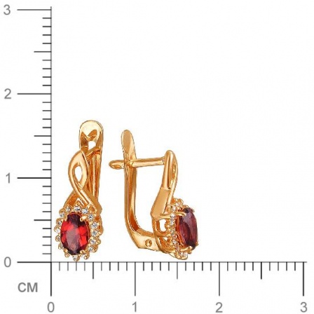 Серьги с гранатами и фианитами из красного золота (арт. 845418)