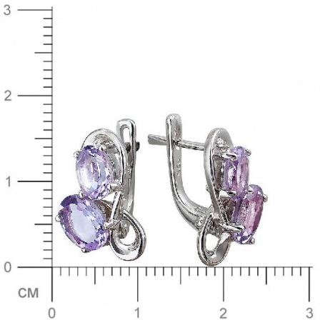 Серьги с 4 аметистами из серебра (арт. 847262)