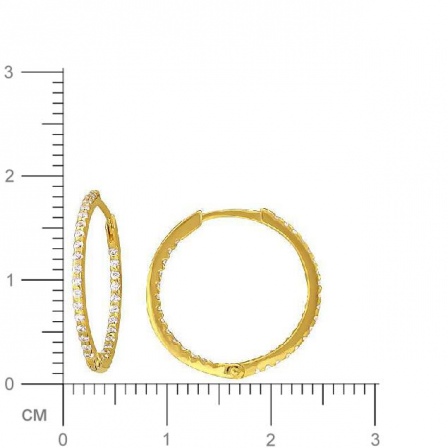 Серьги с 64 фианитами из жёлтого золота (арт. 853970)