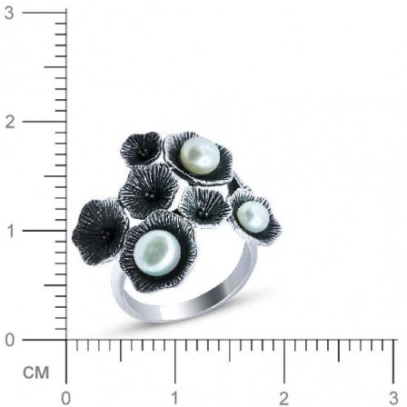 Кольцо Цветы с жемчугом из серебра (арт. 904222)