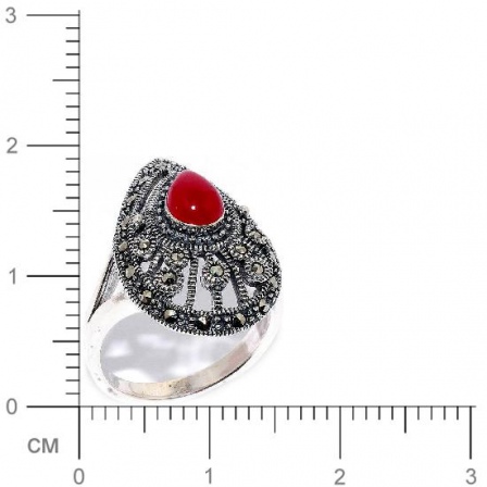 Кольцо с марказитами и агатами из серебра (арт. 905712)